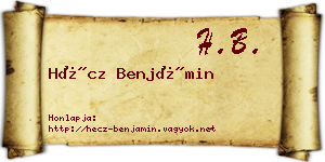 Hécz Benjámin névjegykártya