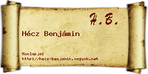 Hécz Benjámin névjegykártya